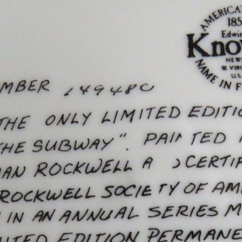 Norman Rockwell Vintage "Santa in the Subway" Christmas 1983 Ltd ed Plate EUC - Picture 3 of 3